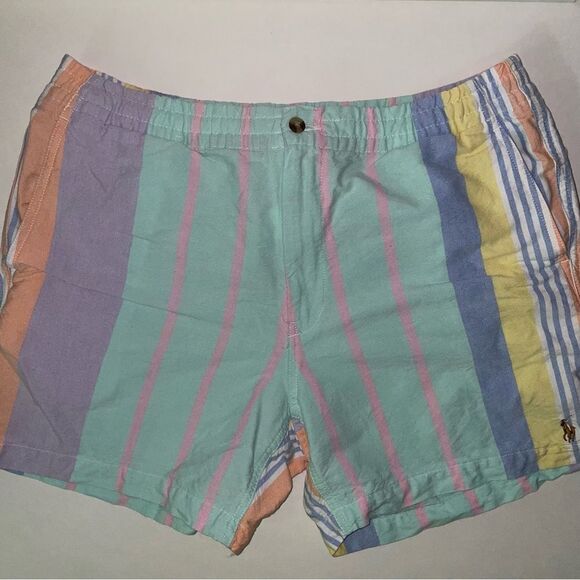 Ralph Lauren XL Shorts Colorful Retro Stripe Cotton Knit - Picture 1 of 8